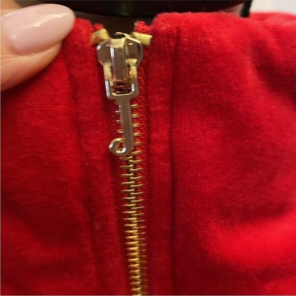 Juicy Couture Red Puffer Jacket Stand-Up Collar Cropped, XS - Picture 5 of 13
